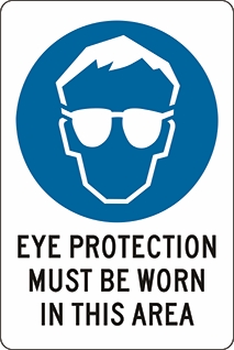 Other view of Safety Sign - Mandatory - Eye Protection Must Be Worn In This Area - Self Adhesive Vinyl - Black On White - 250 x 180 mm - Prosafe