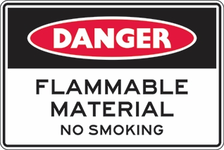 Other view of Safety Sign - Danger - Flammable Material No Smoking - Metal - Red/Black/White - 450 x 300 mm - Prosafe