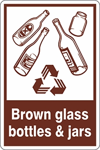 Other view of Safety Sign - Recycling - Brown Glass Bottles and Jars - Polyethylene - 450 x 180 mm - Prosafe