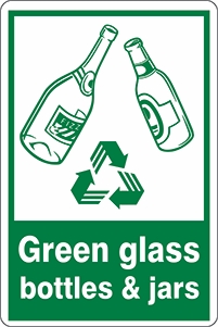 Other view of Safety Sign - Recycling - Green Glass Bottles and Jars - Polyethylene - 225 x 300 mm - Prosafe