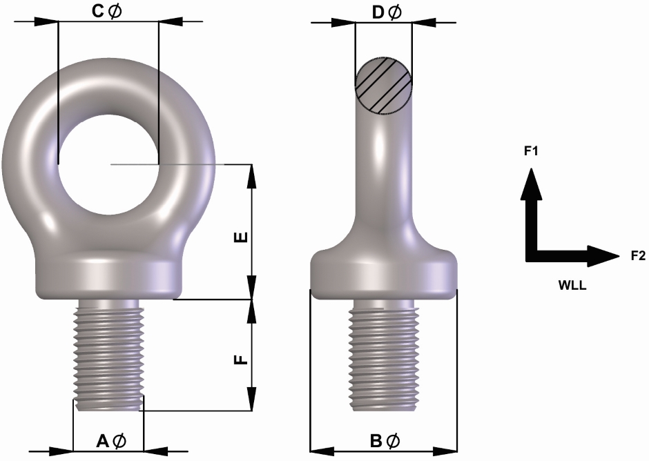 Other view of TOWNLEY EYEBOLT D/F METRIC FINE 2.00 P BLK 33MM