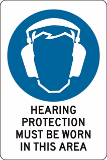 Other view of Safety Sign - Mandatory - Hearing Protection Must Be Worn In This Area - FLUTE - Black On White - 600 x 450 mm - Prosafe