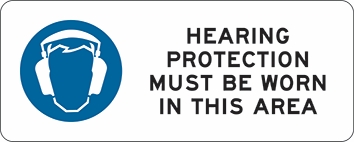 Other view of Safety Sign - Mandatory - Hearing Protection Must Be Worn In This Area - Polypropylene - Black On White - 450 x 180 mm - Prosafe