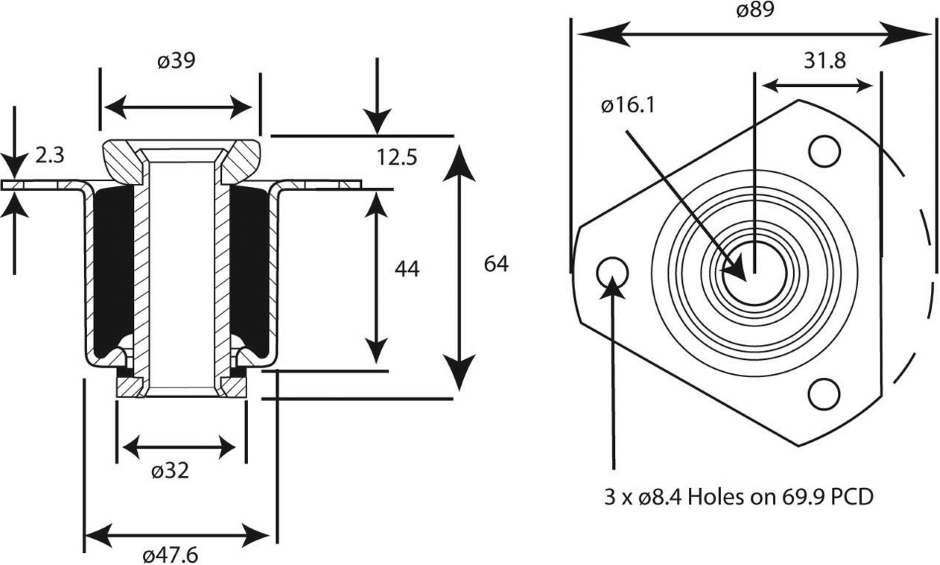 Other view of MOUNT RECESSED FLANGE MACKAY M70675