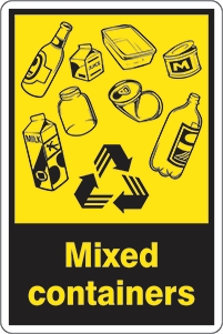 Other view of Safety Sign - Recycling - Mixed Containers - Polyethylene - 225 x 300 mm - Prosafe