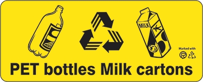 Other view of Safety Sign - Recycling - PET Bottles and Milk Cartons - Polyethylene - 450 x 180 mm - Prosafe