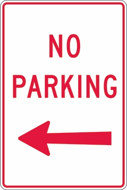 Other view of Safety Sign - Parking - Reflective - No Parking Left - Aluminium - Red On White - 300 x 450 mm - Prosafe