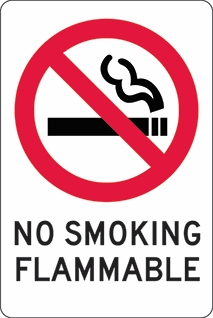 Other view of Safety Sign - Prohibition - No Smoking Flammable - Metal - Black On White - 300 x 450 mm - Prosafe