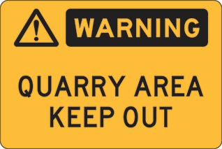 Other view of Safety Sign - Warning - Quarry Area Keep Out - Polypropylene - Black On Yellow - 600 x 450 mm - Prosafe