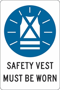 Other view of Safety Sign - Mandatory - Safety Vest Must Be Worn - Flute - Black On White - 450 x 600 mm - Prosafe