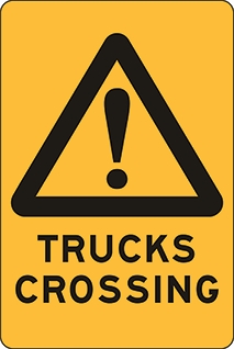 Other view of Safety Sign - Warning - Trucks Crossing - Polypropylene - Black On Yellow - 450 x 600 mm - Prosafe