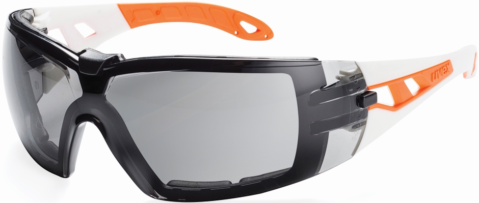 Other view of Safety Spectacles with Guard - White/Orange Frame - Polycarbonate Grey 23% VLT Lens - A/F, HC, S/E - Small - 9192-201G - pheos - uvex