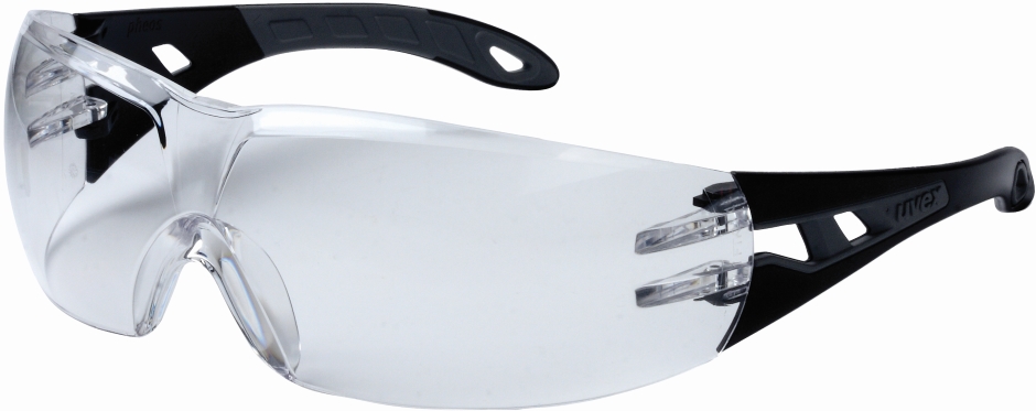 Other view of Safety Spectacles - Custom Bridge - Black/Grey Frame - Polycarbonate Clear Lens - A/F, HC, S/R, S/E - 9192-485 - pheos - uvex