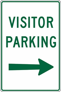 Other view of Safety Sign - Parking - Visitor Parking Right - Metal - Green On White - 300 x 450 mm - Prosafe