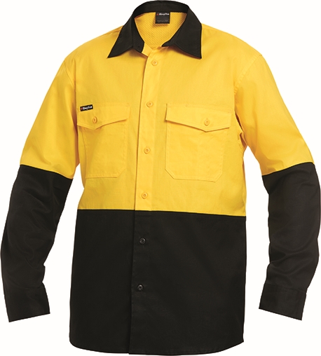 Other view of Men's WorkCool2 Spliced Shirt – Cotton – Yellow/Black – X-Large – K54870 – King Gee