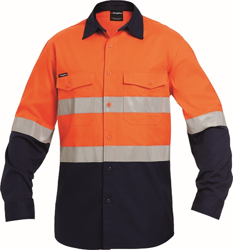 Other view of Men's WorkCool2 Spliced Shirt – Cotton – Orange/Navy – X-Small – K54880 – King Gee