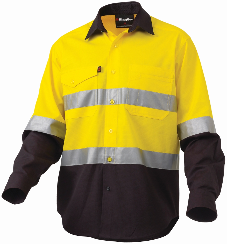 Other view of Men's WorkCool2 Spliced Shirt – Cotton – Yellow/Black – 2X-Small – K54880 – King Gee